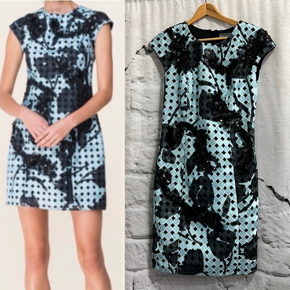 Anthropologie‎ SACHIN + BABI Noir Yendry Black Blue Sequin Beaded Lace Dress - Picture 1 of 12